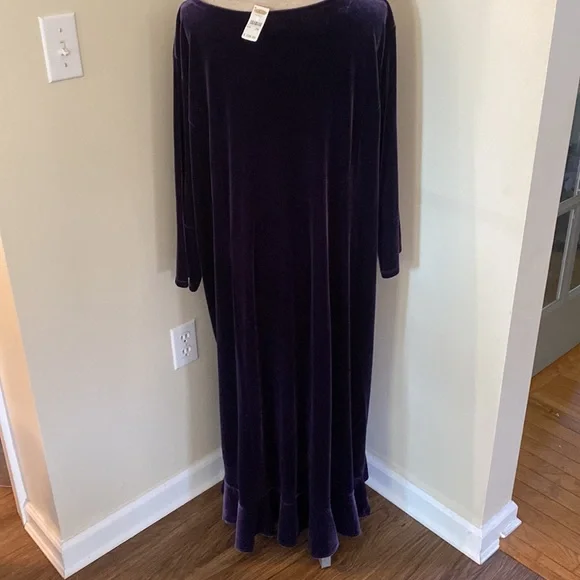 Vintage NWT Talbots Dress Large Purple Velvet Maxi Holiday Christmas Party Event - Picture 4 of 10